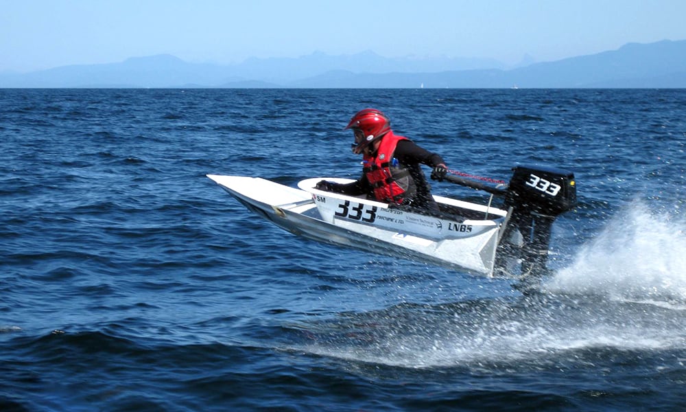 Shawn Lamoureux, piloting bathtub #333 in Nanaimo’s Great International World Championship Bathtub Race